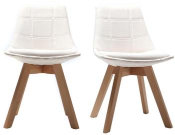 Lot de 2 chaises design scandinave bois et tissu b