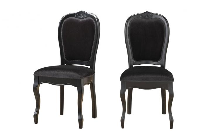 Lot de 2 chaises médaillon noires en tissu PRINCES