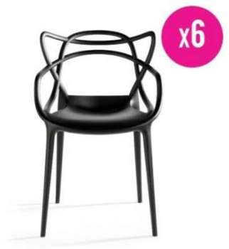 Lot 6 Chaises Master Noire Inspirée Fauteuil Kartell Lot 6 Chaises Master Noire
