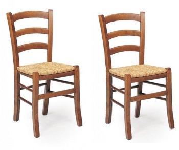 Lot de 2 chaises PAESANA design noyer assise en pa
