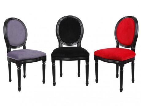 Lot de 6 chaises LOUIS XVI - Velours gris