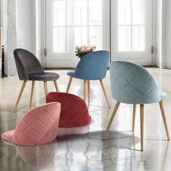Chaise scandinave velours lot de 2 DAMIERS - Couleurs Chaise scandinave velours