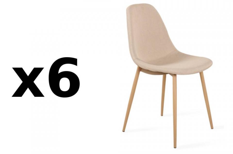 Lot de 6 chaises STOCKHOLM design tissu beige