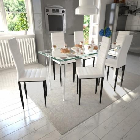 Ensemble table en verre et 6 chaises blanche Venus