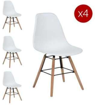 Lot de 4 chaises scandinaves blanc ARGUS Lot de 4 chaises scandinaves