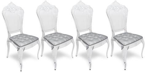 Lot de 4 chaises design en plexi transparent - Ast