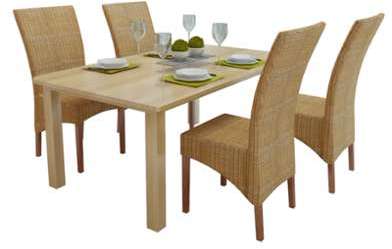 VidaXL Chaises de salle à manger 4 pièces en rotin