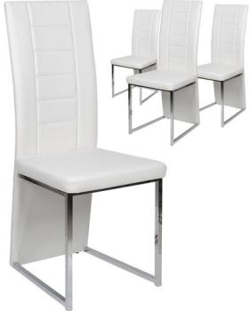 Lot de 4 chaises de table simili cuir coloris blan