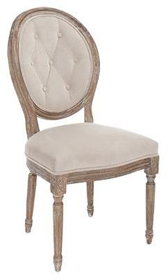 Chaise médaillon en chêne et velours 44x57x89cm - beige Chaise médaillon en chêne