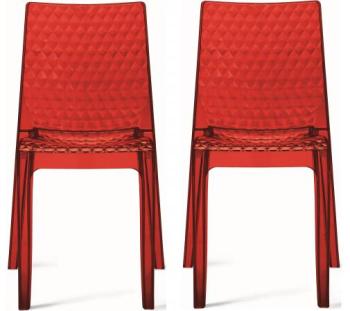 Promo : Lot de 2 chaises Design Transparentes Roug