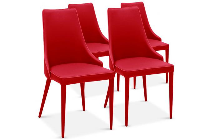 Lot de 4 chaises design Rouge PAGAN Declikdeco