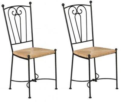 Lot 2 chaises fer forgé assise seigle Maria