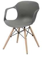 Chaise grise avec accoudoirs ouvert - Piétement en