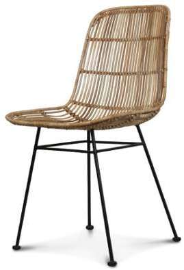 Chaise en rotin naturel avec pied en métal MALAKA