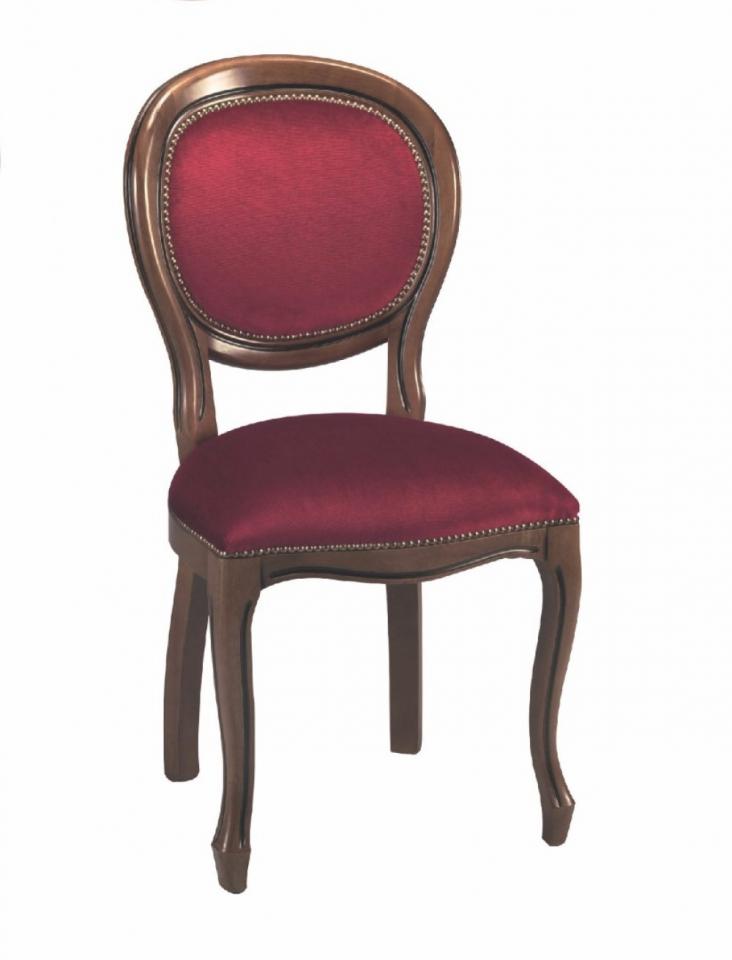 Chaise médaillon MARUS merisier et velours bordeau