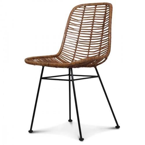 Chaise design metal et rotin MALAKA