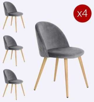 Chaise scandinave velours lot de 2 DAMIERS - Couleurs Chaise scandinave velours