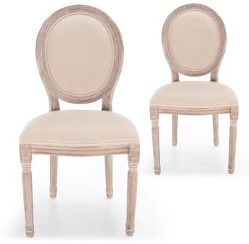 Lot de 2 chaises médaillon Louis XVI tissu Beige