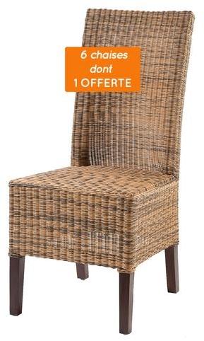 Lot 6 chaises en Rotin Marron - Corte - Chaises de