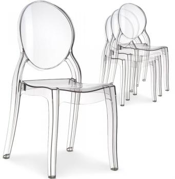Lot de 4 chaises médaillon Diva Plexi Transparent Lot de 4 chaises médaillon