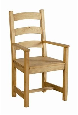 Chaise rustique pin massif avec accoudoirs