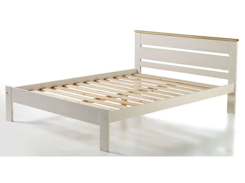 Lit adulte 140x190 cm AGATA coloris blanc chêne Lit adulte 140x190 cm AGATA