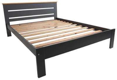 Lit adulte 140x190 cm AGATA coloris gris anthracite Lit adulte 140x190 cm AGATA