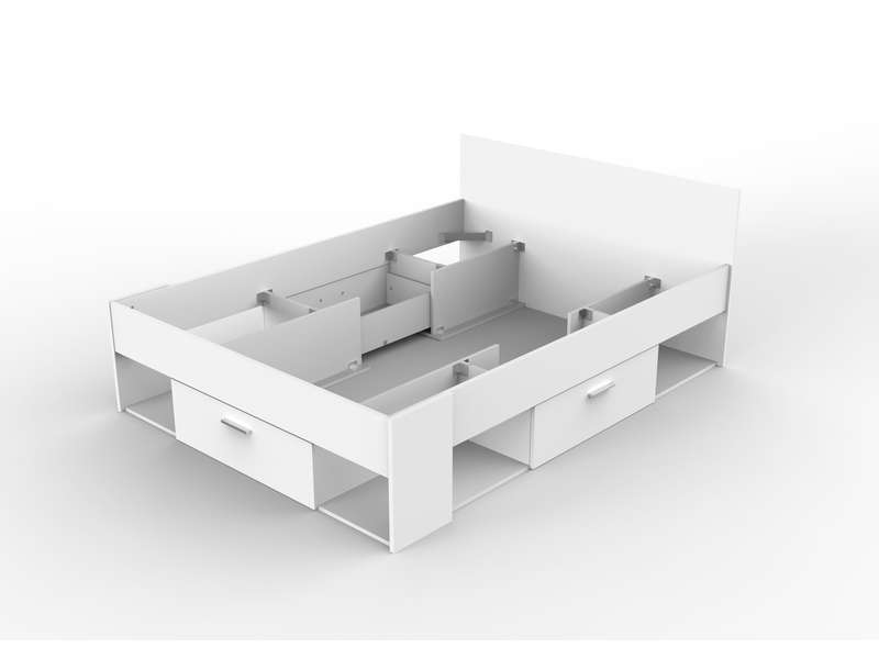 Lit 140x190 200 cm CHICAGO coloris blanc Lit 140x190 200 cm CHICAGO
