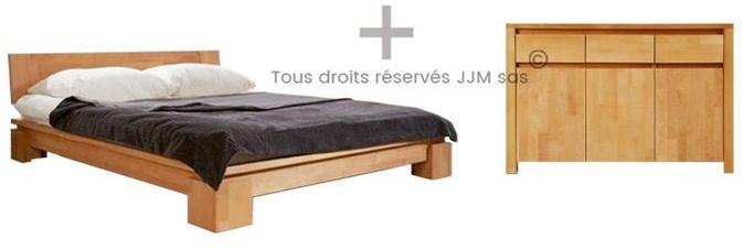 Pack lit Vinci bas naturel commode Vinci naturel 140X190 Pack lit Vinci bas naturel