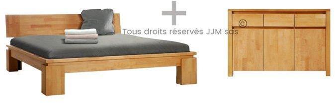 Pack lit Vinci haut naturel commode Vinci naturel 140X190 Pack lit Vinci haut naturel