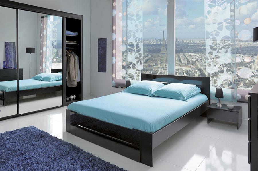 Chambre adulte complète noir brillant design PANTH
