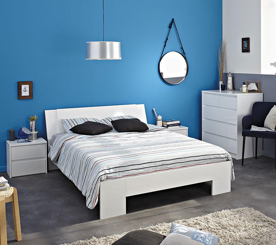 Chambre adulte complète design couleur blanc laqué