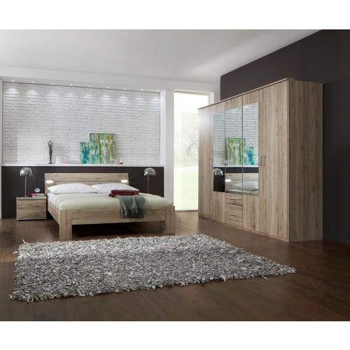 Ensemble armoire 225 cm + lit design Led 180x200 +