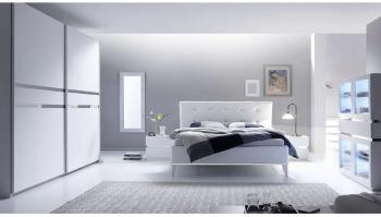 Chambre adulte design laqué blanc et chromé ARLA