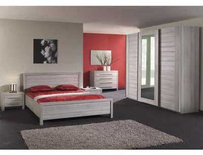 CHAMBRE COMPLÈTE LIT 160 CM COLORIS CHÊNE GRISÉ