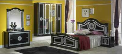 Chambre complète Solene noir et argent Chambre complète Solene noir