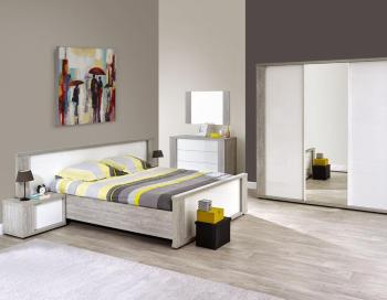 Chambre complète adulte moderne blanc laqué et cou
