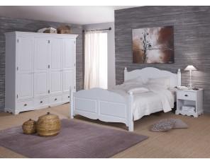 Chambre Blanche Complète Lit 140 + Armoire + Cheve