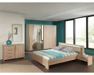 CHAMBRE COMPLÈTE LIT 180 CM COLORIS CHÊNE BARDOLIN