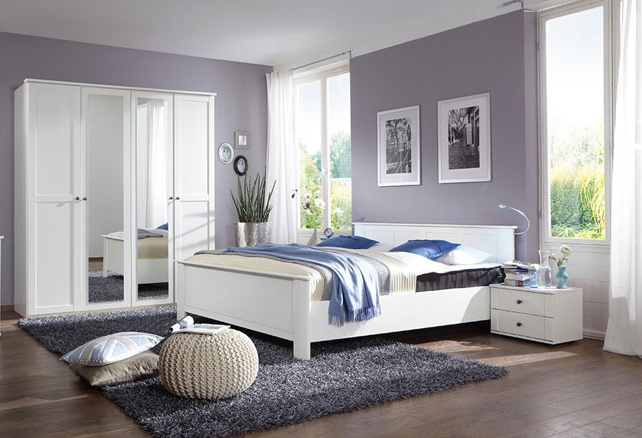 Chambre à coucher adulte couleur bois blanc contem