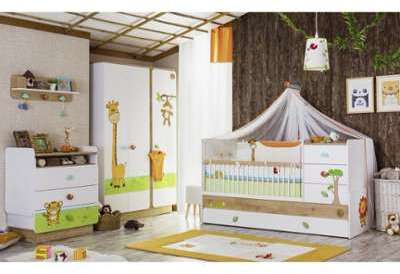 Chambre à coucher bébé complète moderne coloris bl