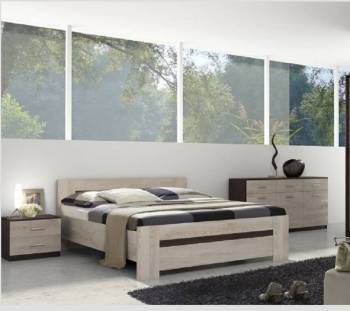 Chambre complète LIVA wengé ou chène clair Chambre complète LIVA wengé