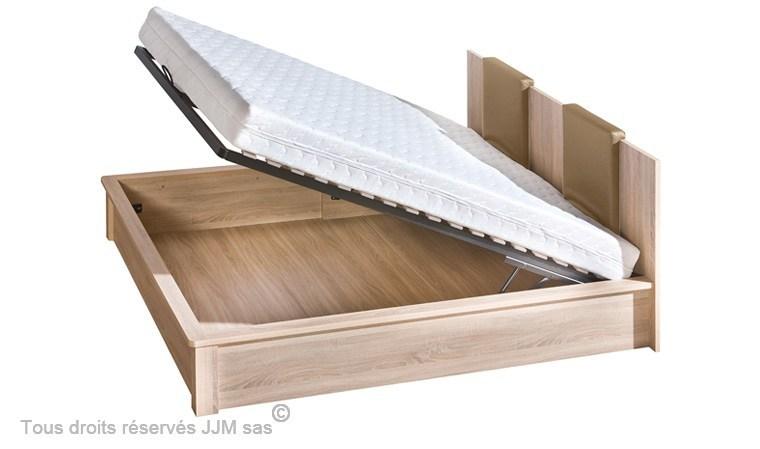 Lit adulte Cameo avec coffre et sommier relevable