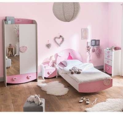 Chambre enfant féérie rose et blanc perle CB125 90x200 Chambre enfant féérie rose