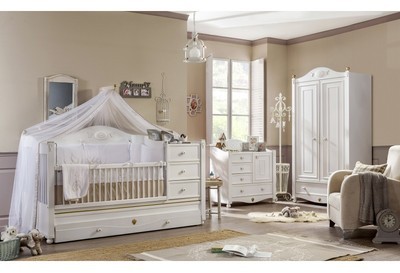 Chambre à coucher bébé complète coloris blanc