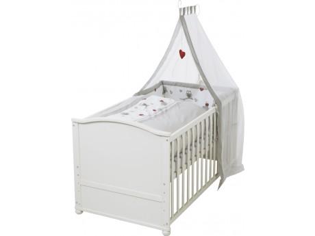 Lit évolutif en bois avec ciel et parure FANNY - 70x140 Lit évolutif en bois avec