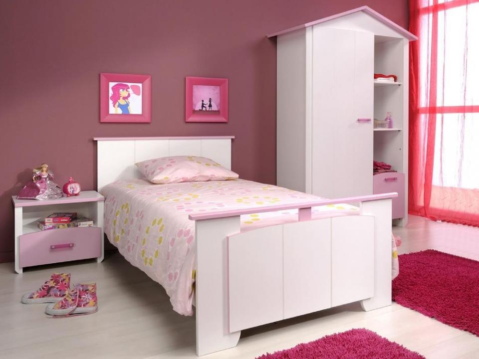 Chambre complète ROBINSON 90x200 cm blanc/rose 02