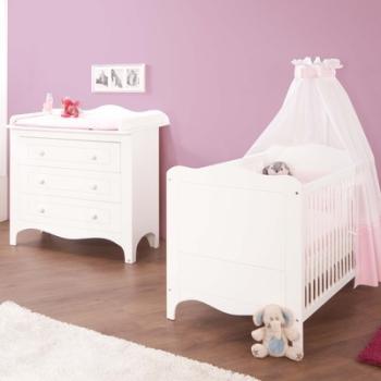 Ensemble lit bébé évolutif et commode à langer, co