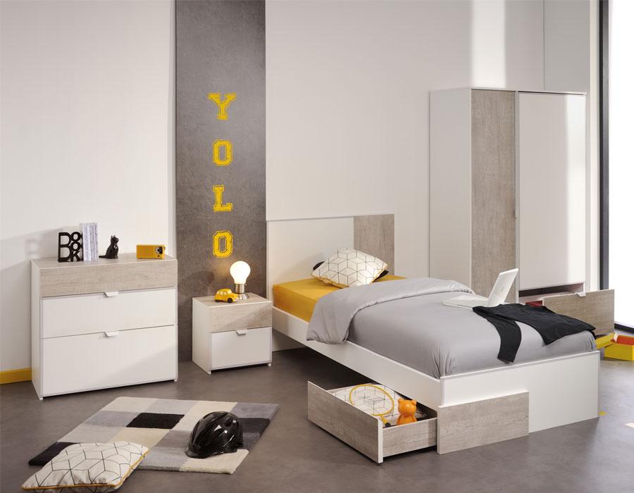 Chambre enfant complète moderne blanc et couleur b