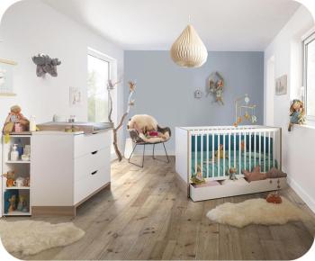 Mini Chambre Bébé Plume Blanche et Bois Mini Chambre Bébé Plume Blanche